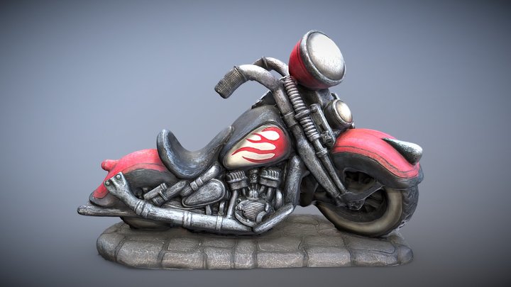 Cartoon Motorcycle 3D Model
