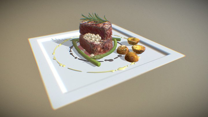 Grilled beef tenderloin 3D Model