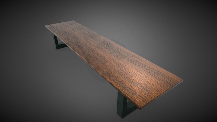 Wood slab kitchen\dining table 3D Model