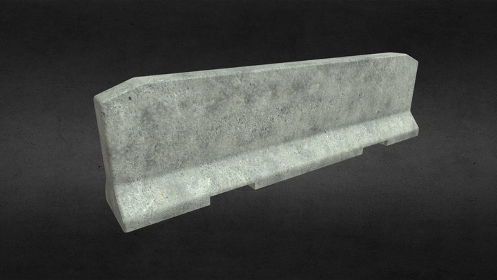 Concrete Barrier - low poly game ready – Kostenloses 3D-Modell STL