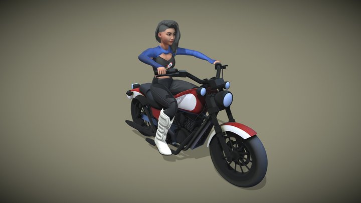 Animated Supermodel Riding Motorcycle Loop – Modelo 3D gratuito STL