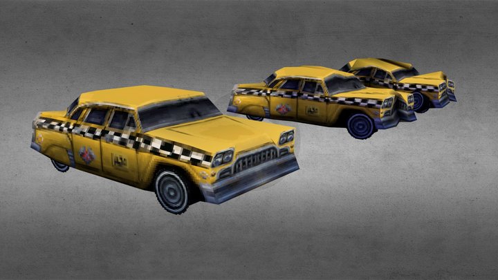 Checker Taxi Low Poly PSX (sub 250 triangles) – Free 3D Model STL