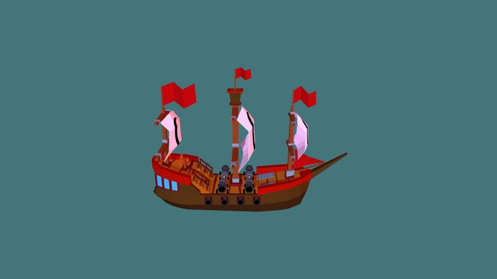 Low poly sailing ship -1 3D Model