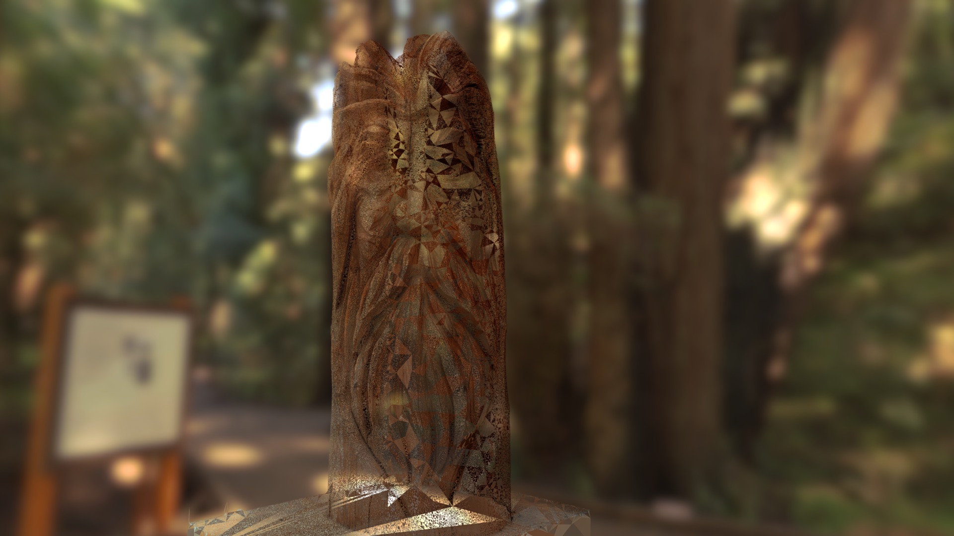 3D model Carved Wooden Figure - This is a 3D model of the Carved Wooden Figure. The 3D model is about a wood carving of a bird.