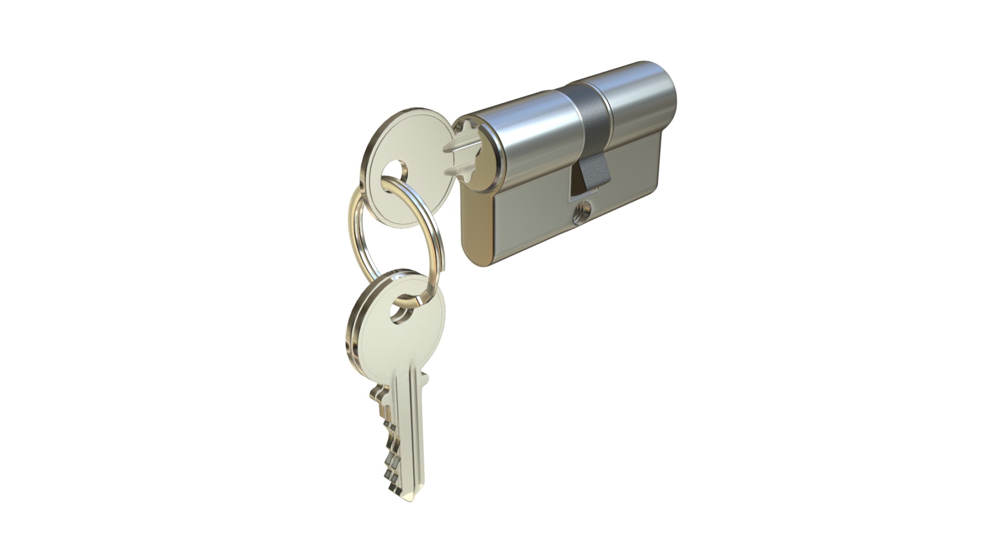 3D model Euro Profile Cylinder Barrel Lock with keys - This is a 3D model of the Euro Profile Cylinder Barrel Lock with keys. The 3D model is about diagram, engineering drawing.
