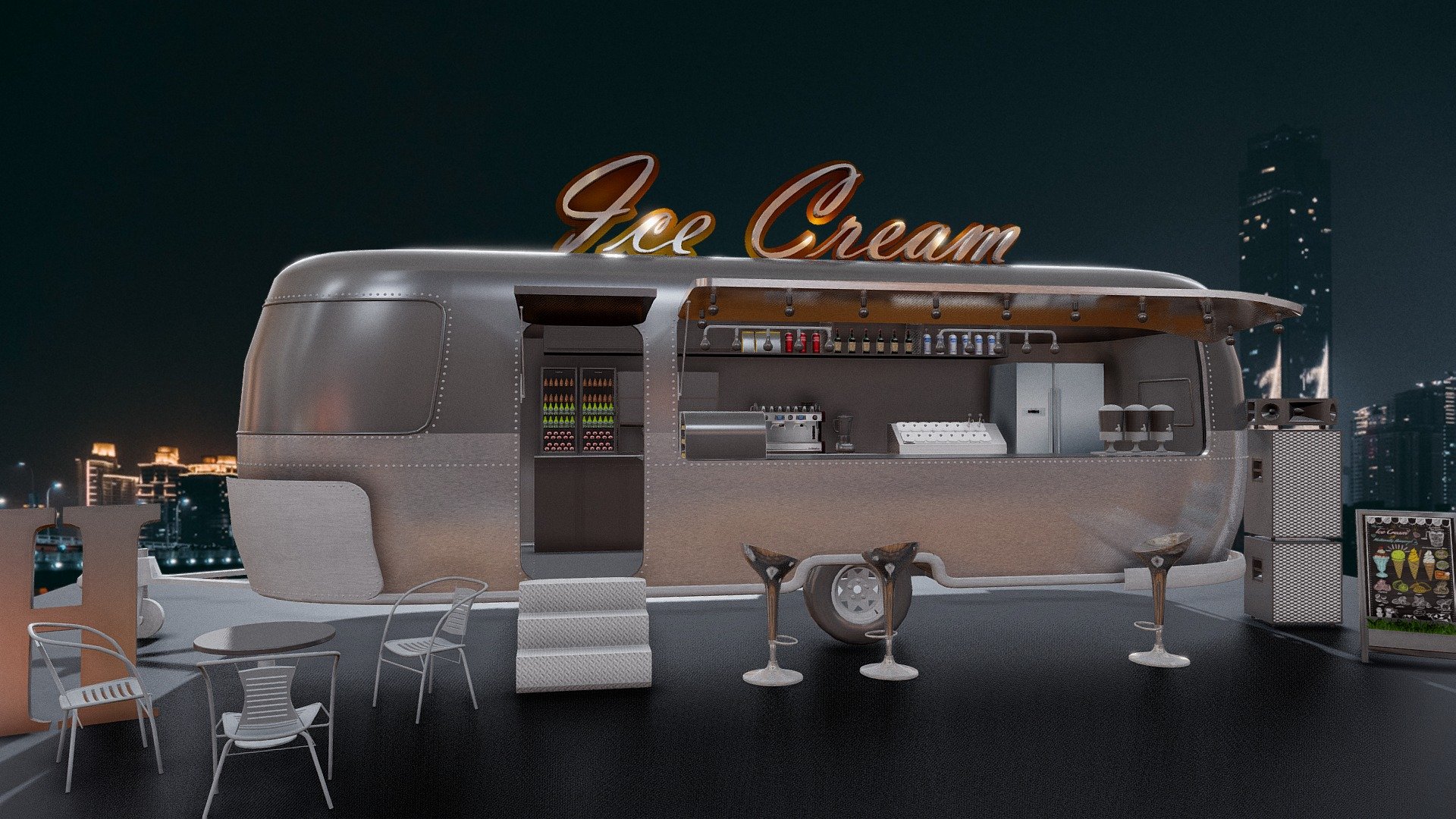 Ice cream truck Buy Royalty Free 3D model by okotaru (loaferspore