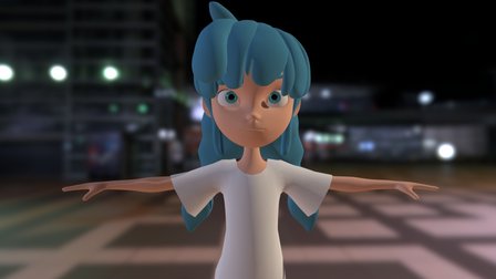 Blue Haired Girl 3D Model