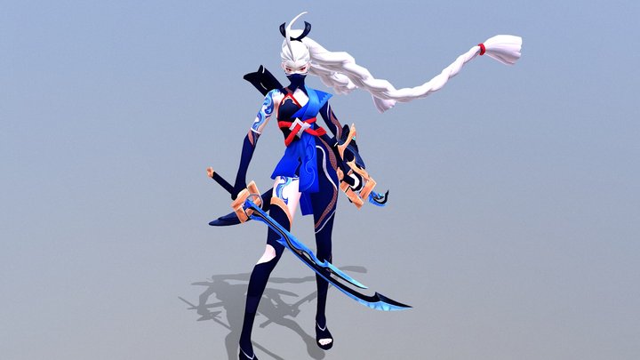 FREE MMO RPG female 4k High-contrast 3D Model