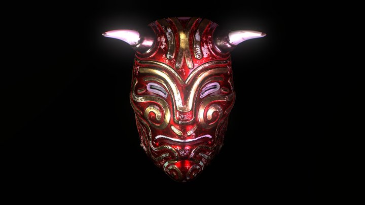Horns - Tibetan mask 3D Model