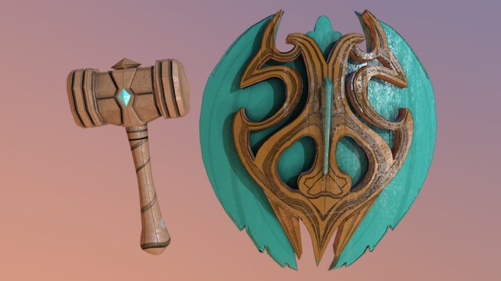 Skyrim Hammer & Shield (Jasmine Roranes) 3D Model