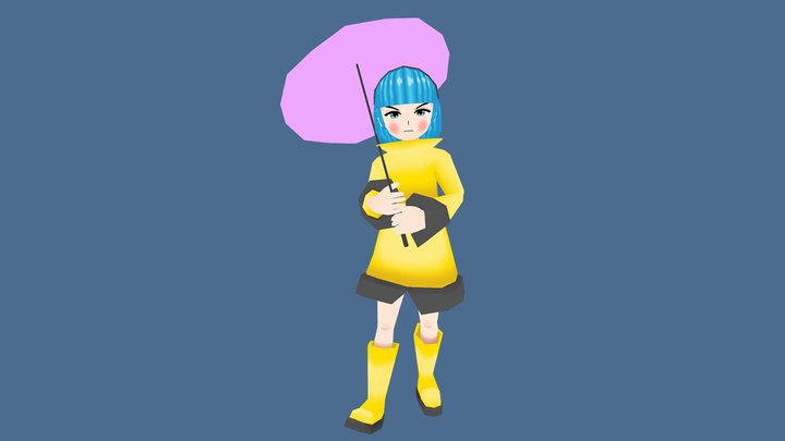 Rain Coat Girl 3D Model