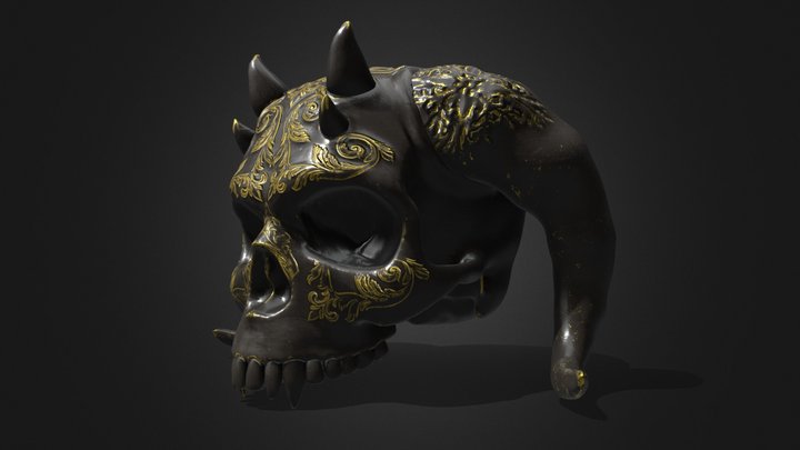 Ornamental Demon Skull 3D Model