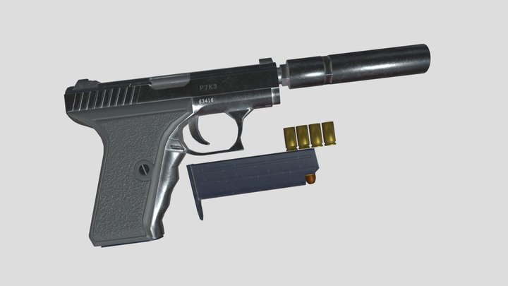Heckler & Koch P7 with shooting animation 3D Model