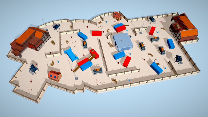 TDM Map 5 - FPS Game Environment - Low poly 3D Model