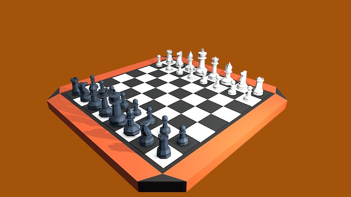 Chessboard Low Poly 3D Model