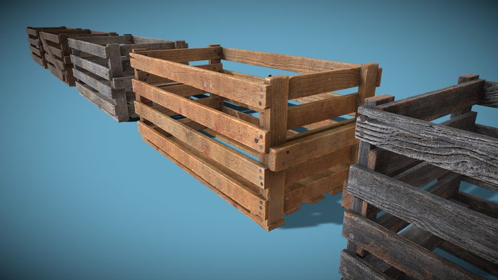 Simple Wooden Crates Type C 3D Model