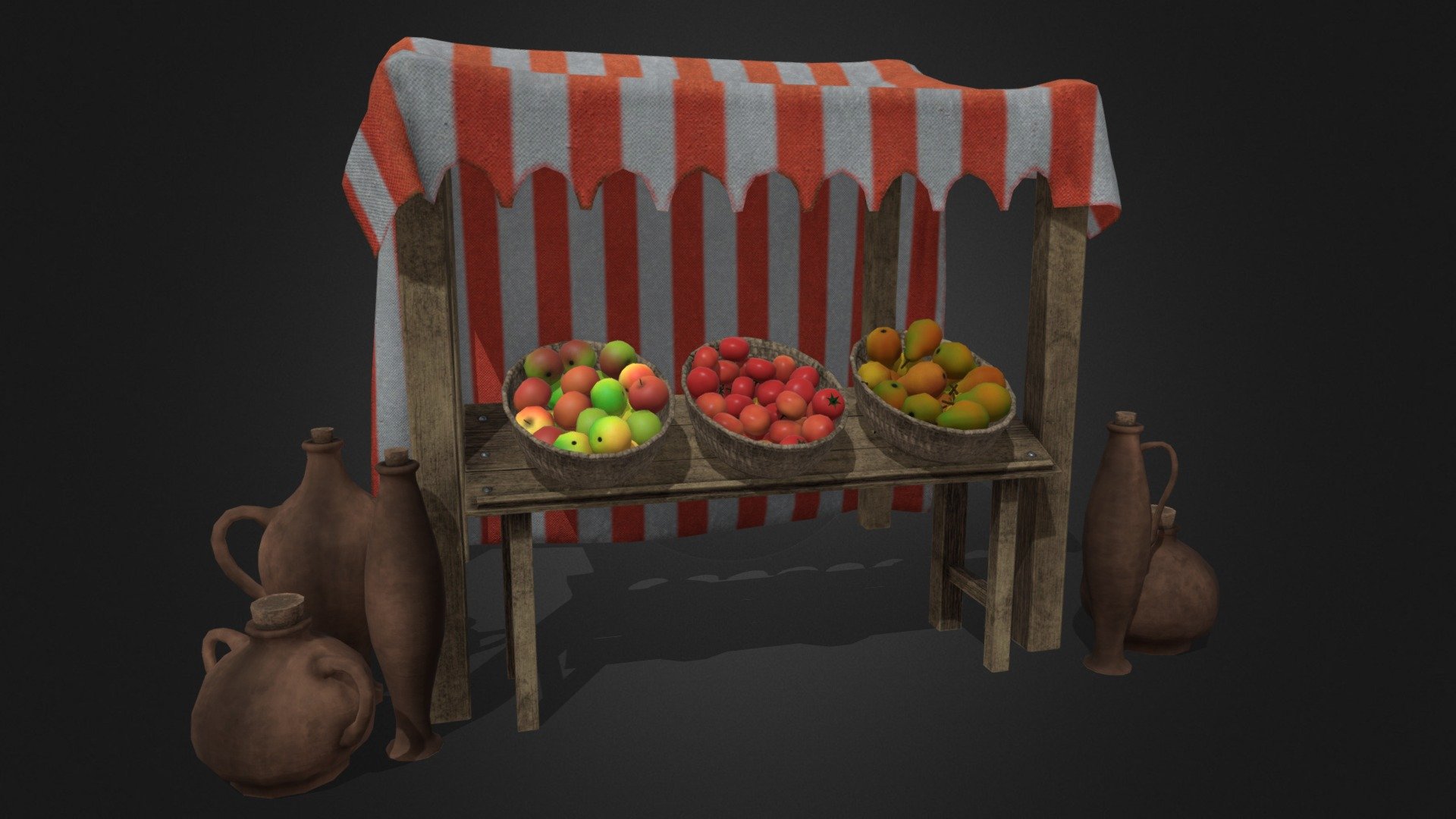 A simple medieval market stall - Download Free 3D model by ...