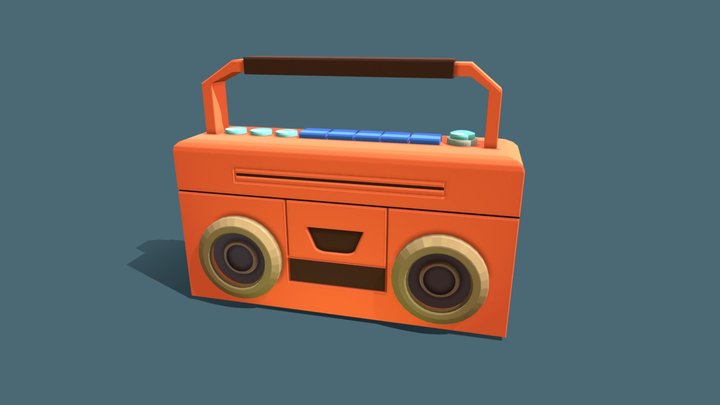 Orange Vintage Radio 3D Model