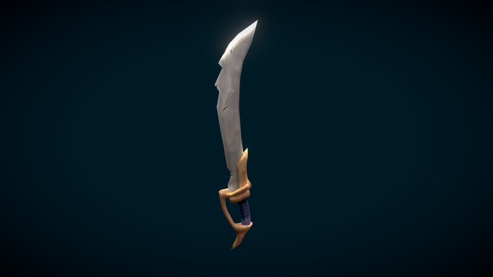 Fantasy Cutlass Low Poly 3D Model