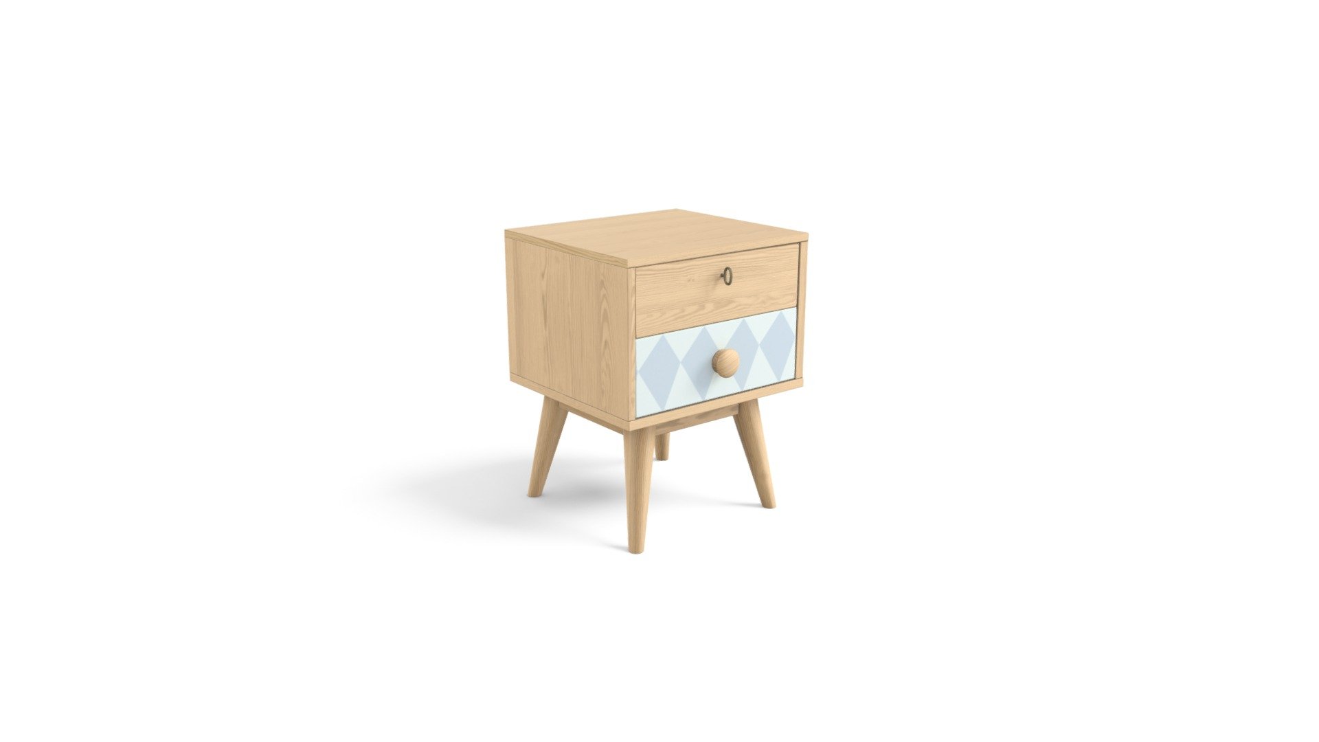 Ella Bedside Table, Blue and pine