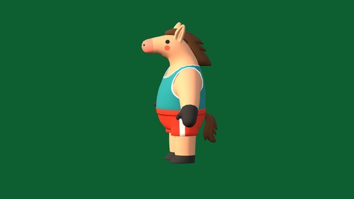 Cartoon Horse Character Rigged Fitness Poses 3D Model