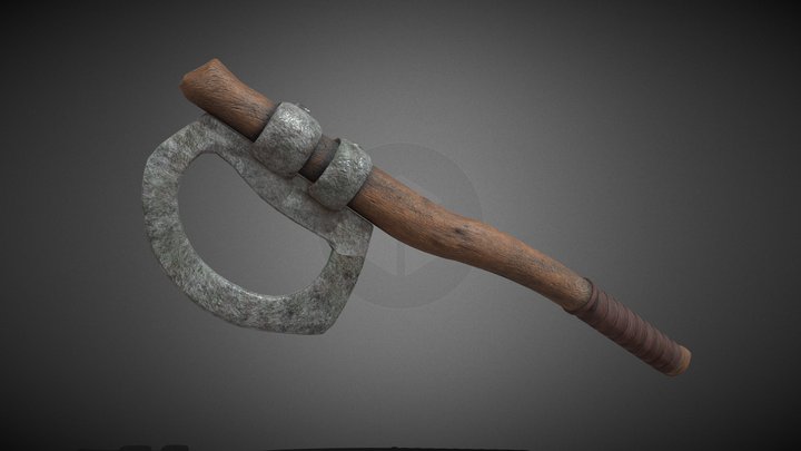 Rusty old fantasy iron warrior axe 3D Model