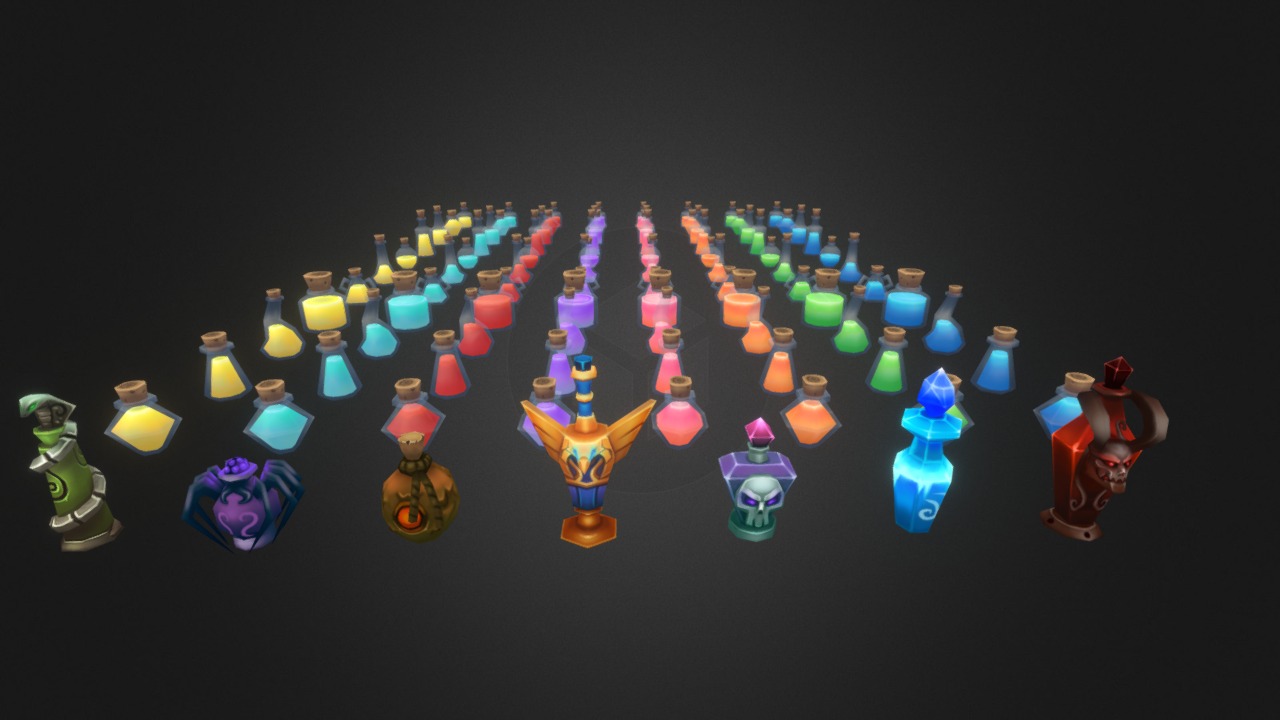 3D model Potions! - This is a 3D model of the Potions!. The 3D model is about a group of toys.