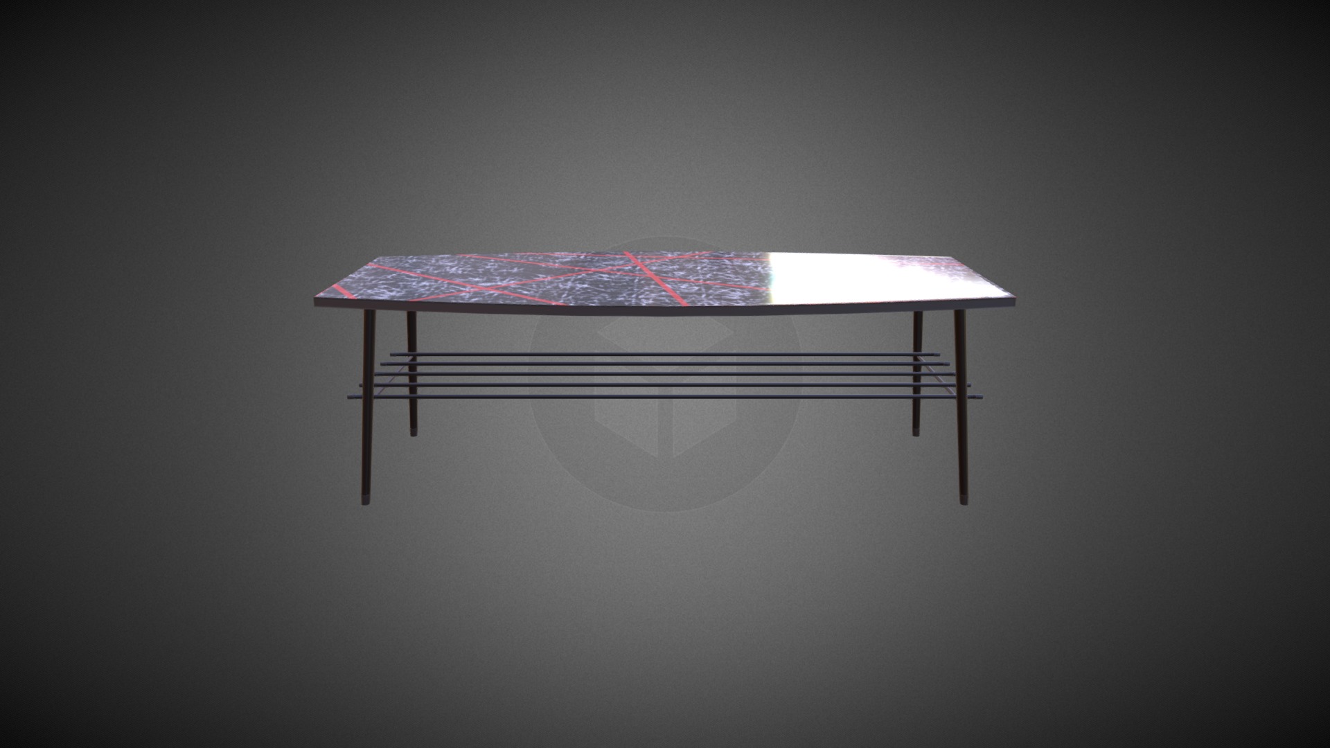 3D model 50s style Coffee Table - This is a 3D model of the 50s style Coffee Table. The 3D model is about a table with a cloth on it.