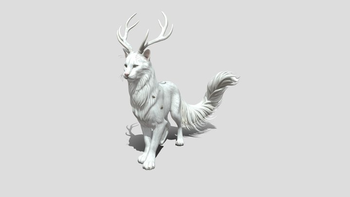 Moonlit Antlerwolf 3D Model Free