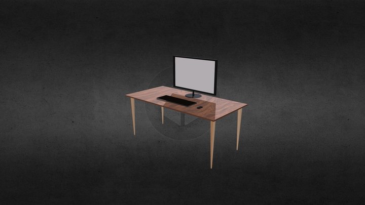 Computer with a table 3D Model