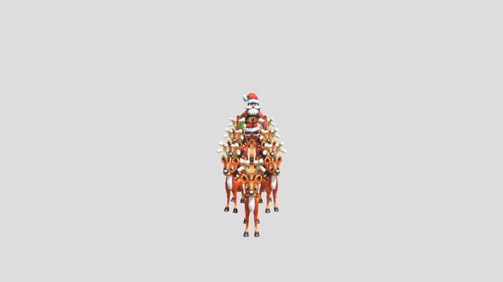 Santa with reindeer 3D Model