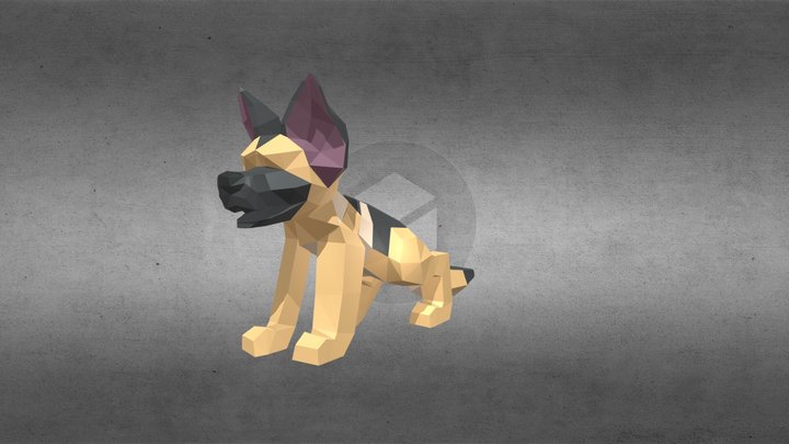 Stylized Low Poly German Shepherd 3D Model