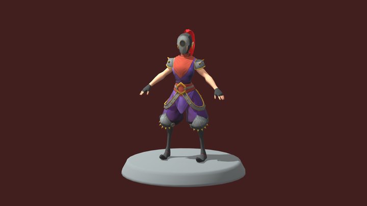 Girl Warrior Character GAme Ready 3D Model