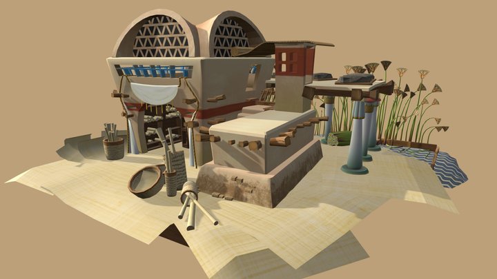 Egyptian Papyrus Paper Maker 3D Model