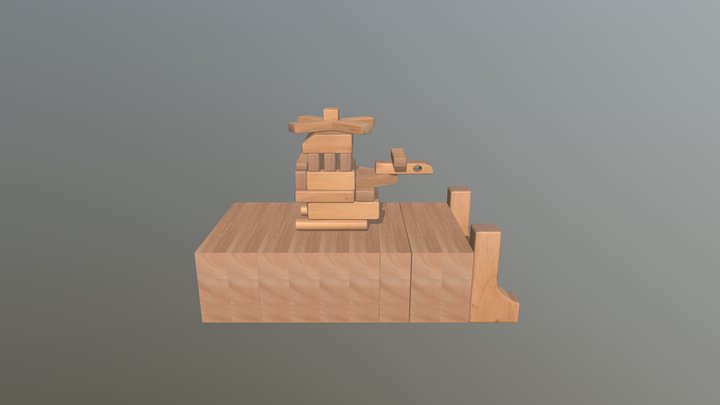 Wooden Helicopter 3D Model