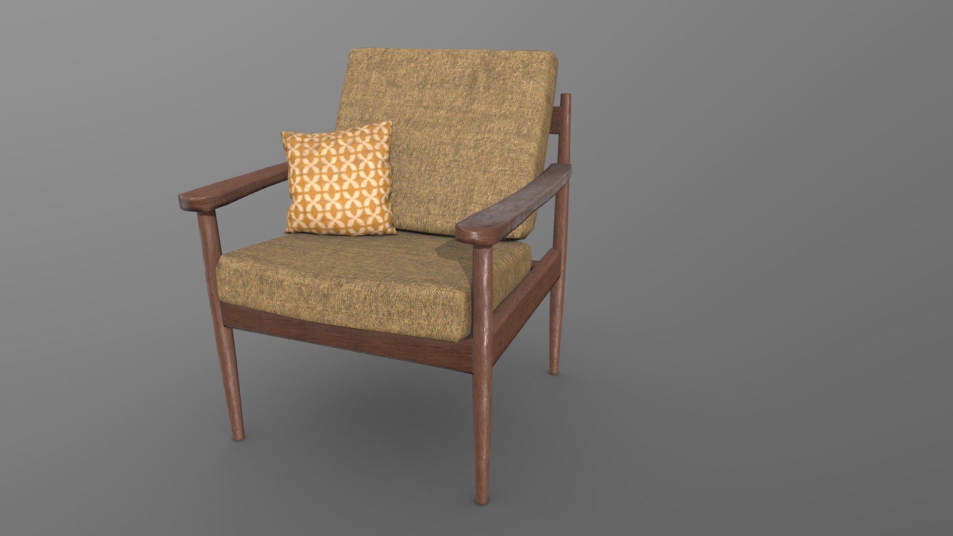 Mid century design armchair oneseater cushion Download Free 3D model