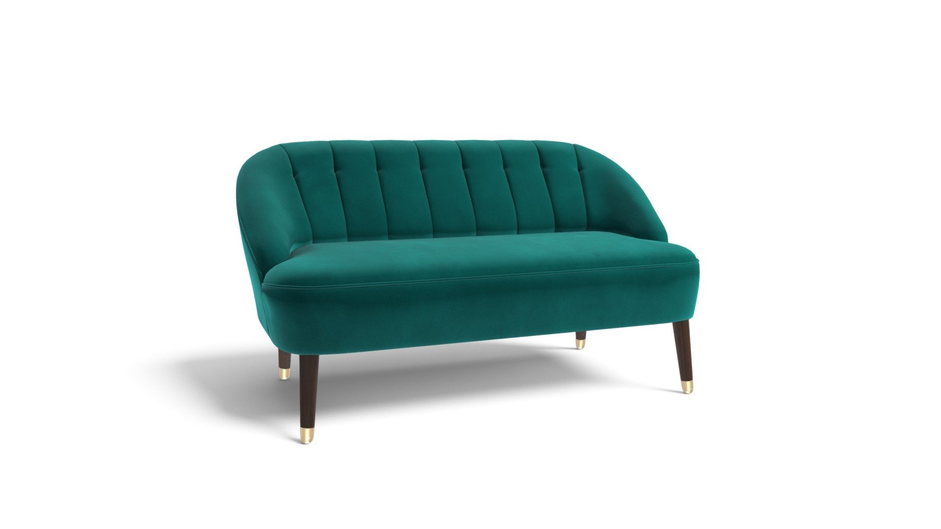 Margot 2 Seater Sofa, Peacock Blue Velvet