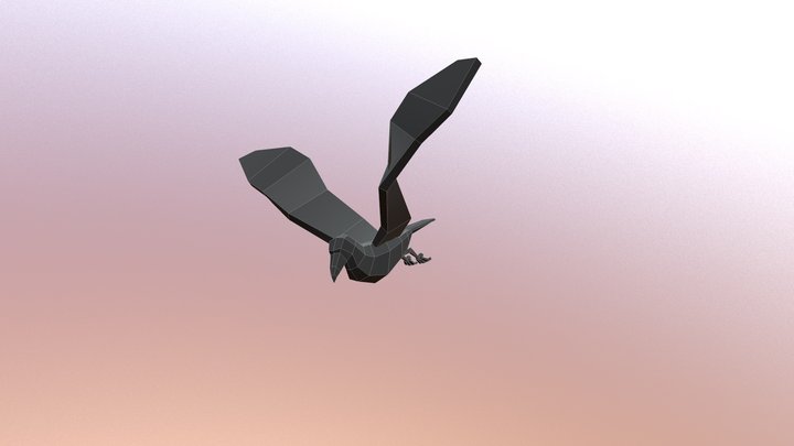 Low poly Crow- Fly cycle 3D Model
