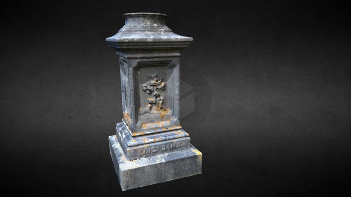 Oak Grove Cemetery Gravestone - Dama (Retopo) 3D Model