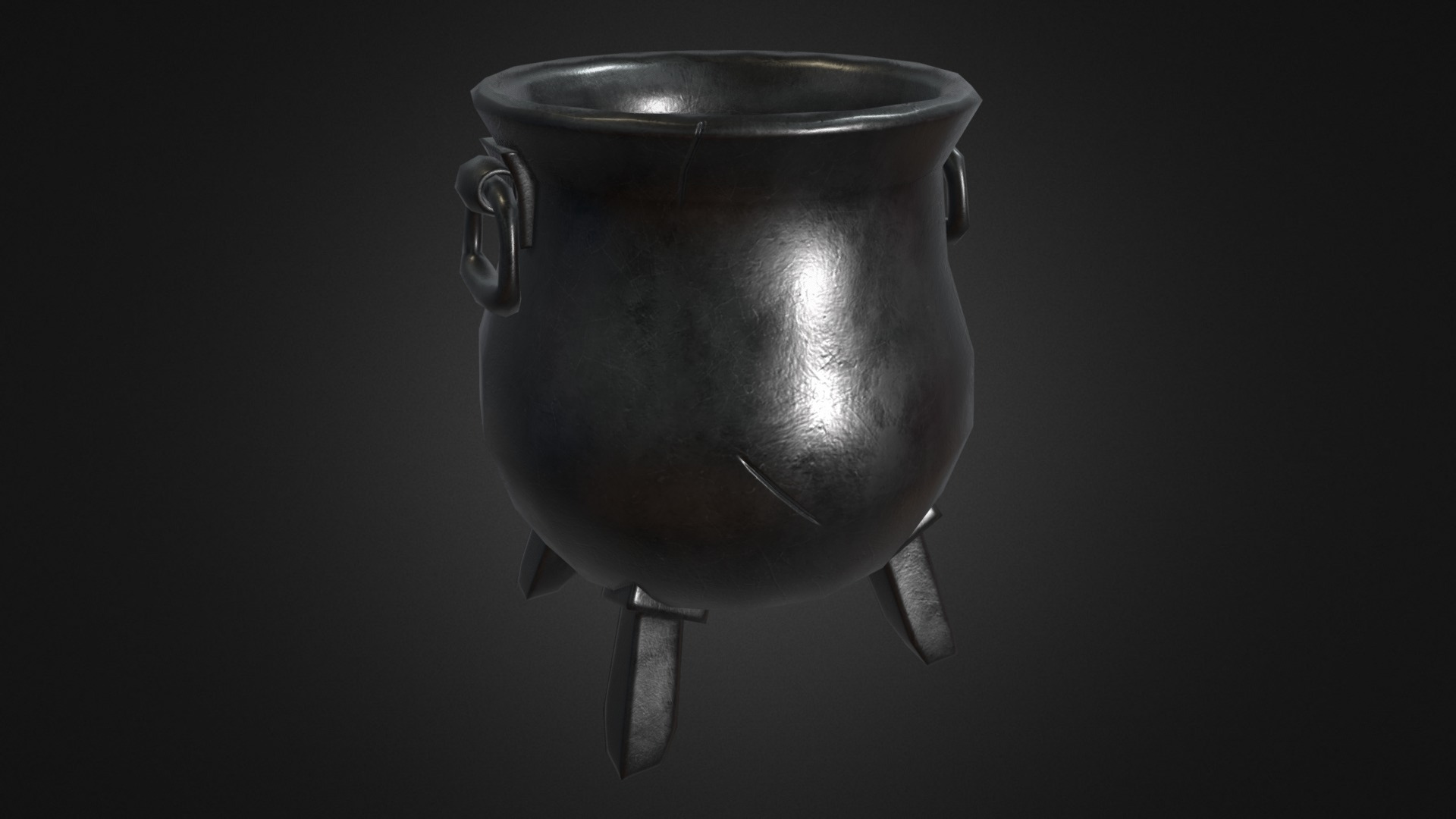 3D model Medieval boiler - This is a 3D model of the Medieval boiler. The 3D model is about a metal pot with a handle.