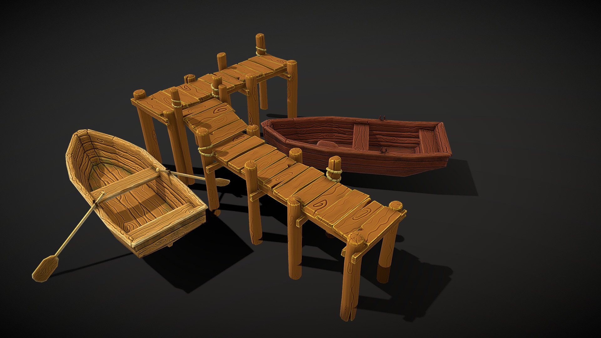 Stylized fantasy sea pier and boat handpainted - Buy Royalty Free 3D model  by Scritta (@scritta) [18f07fc]