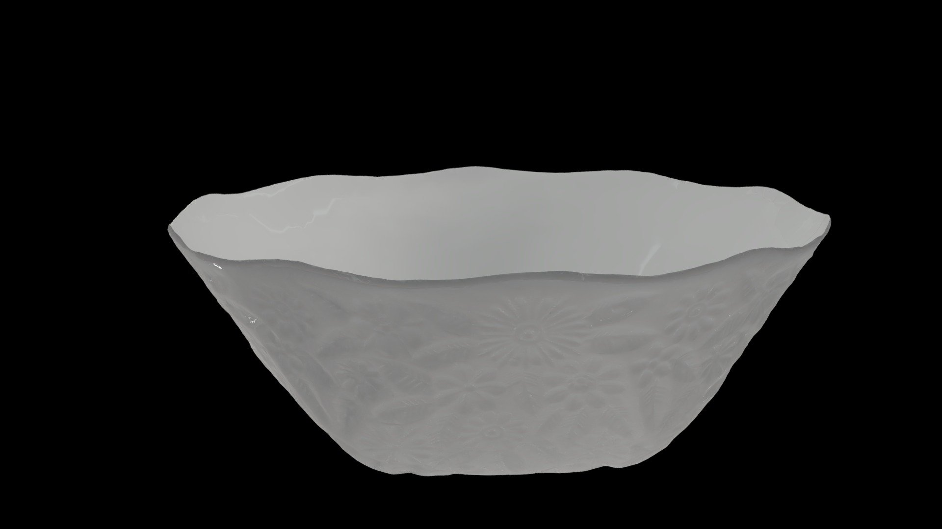 White floral milk glass bowl