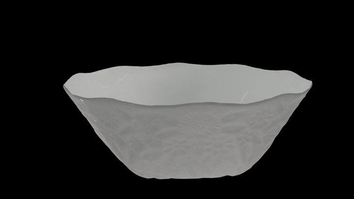 White floral milk glass bowl 3D Model