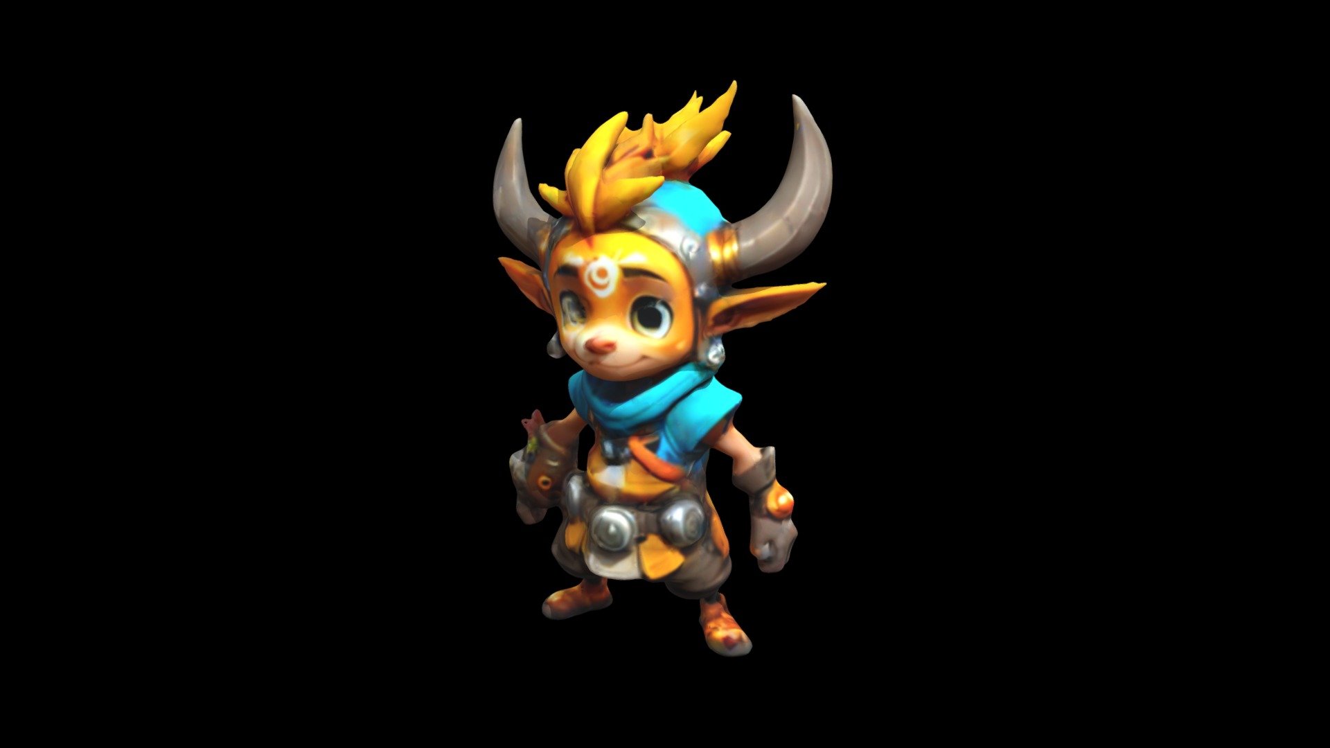 a cartoon character with horns is wearing a b - Download Free 3D model ...