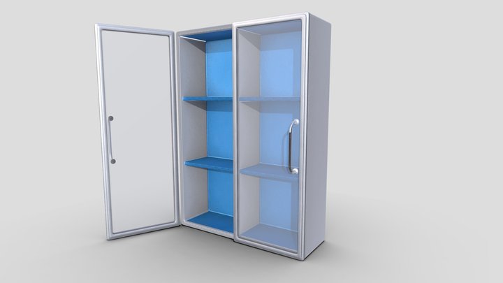 glass rack,wall rack,double door rack,hospital 3D Model