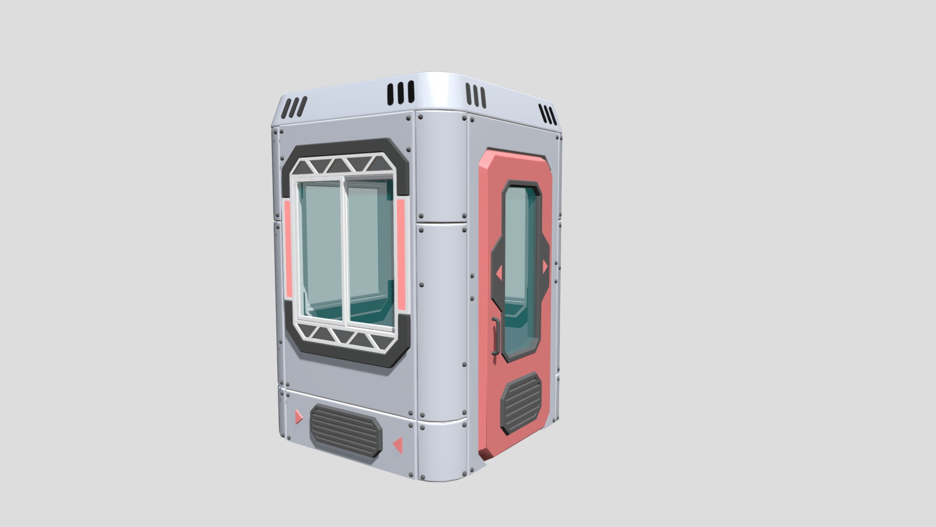 3D model Security Booth - This is a 3D model of the Security Booth. The 3D model is about a white and red electronic device.
