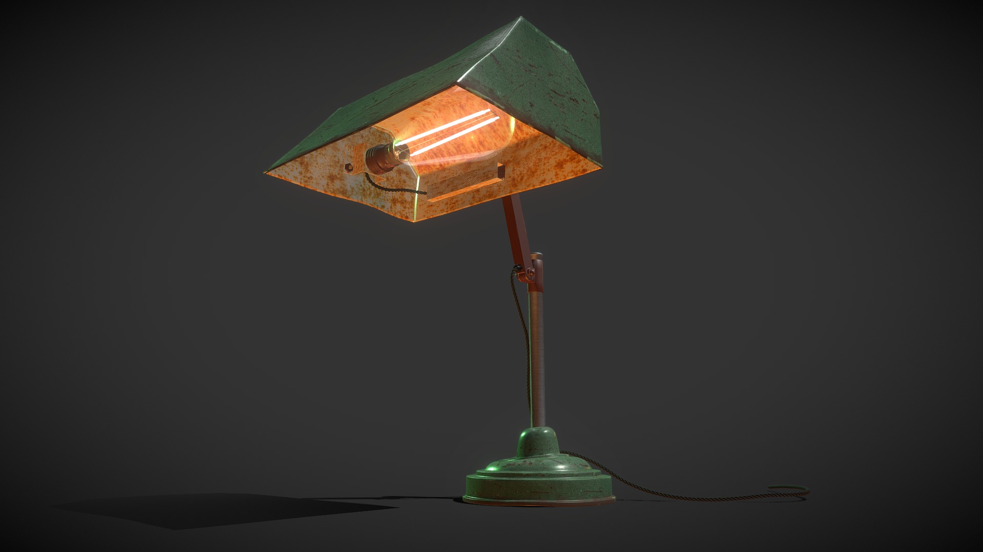 3D model Vintage American Desk Lamp - This is a 3D model of the Vintage American Desk Lamp. The 3D model is about a green and brown birdhouse.