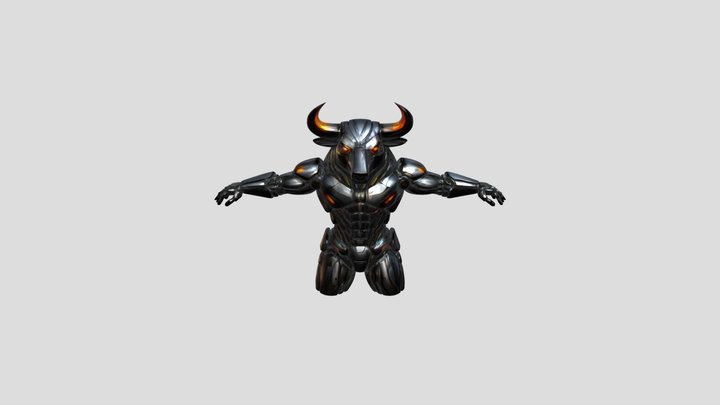 Bull-headed robotic warrior 3D Model