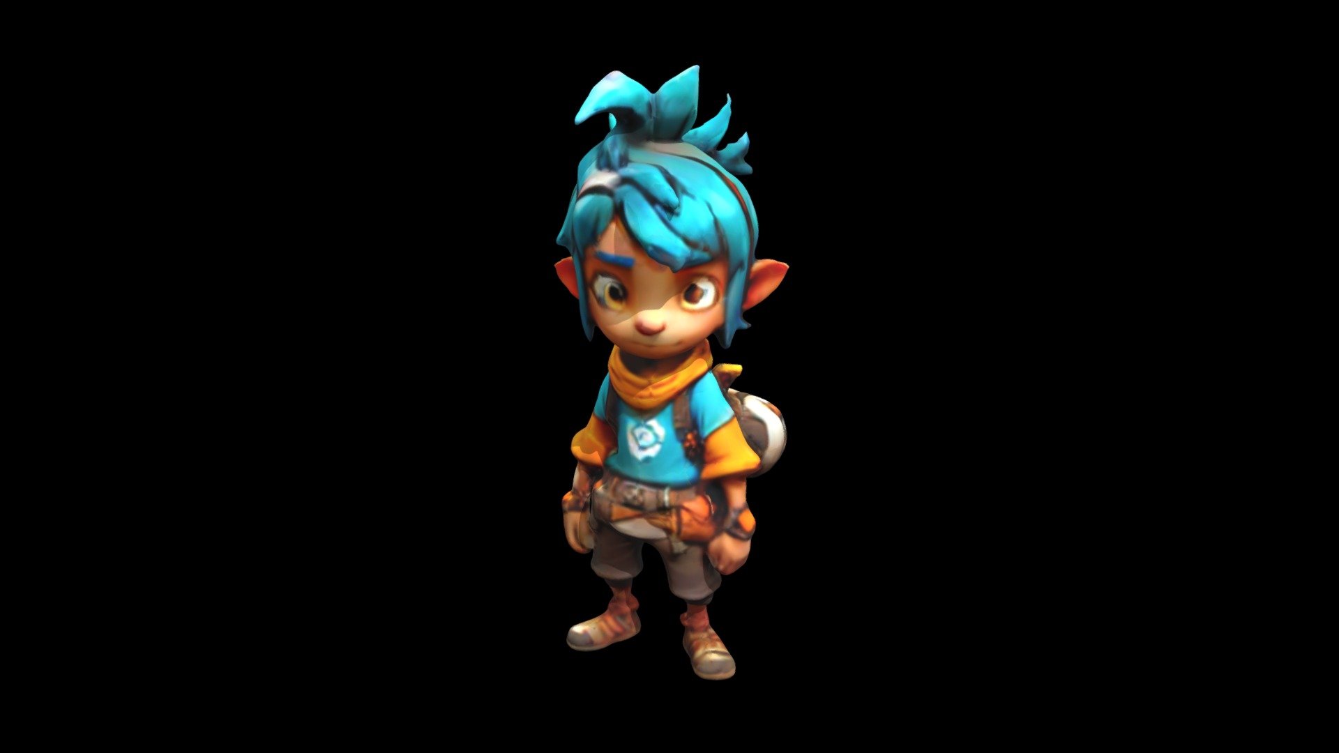 a cartoon character with blue hair and a back - Download Free 3D model ...