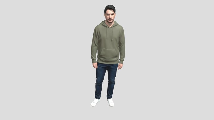 Casual Olive Hoodie Portrait – Modello 3D gratuito STL
